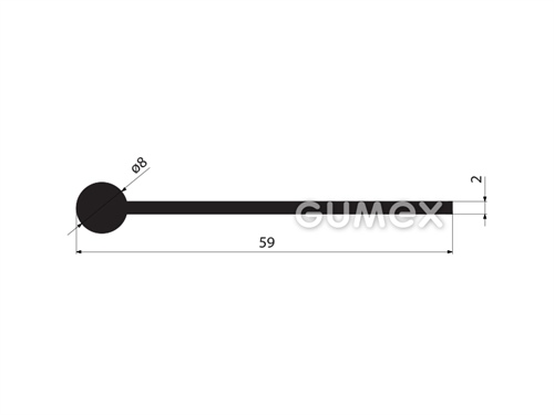 "I" Gummiprofil, 59x8/2mm, 70°ShA, EPDM, -40°C/+100°C, schwarz, 